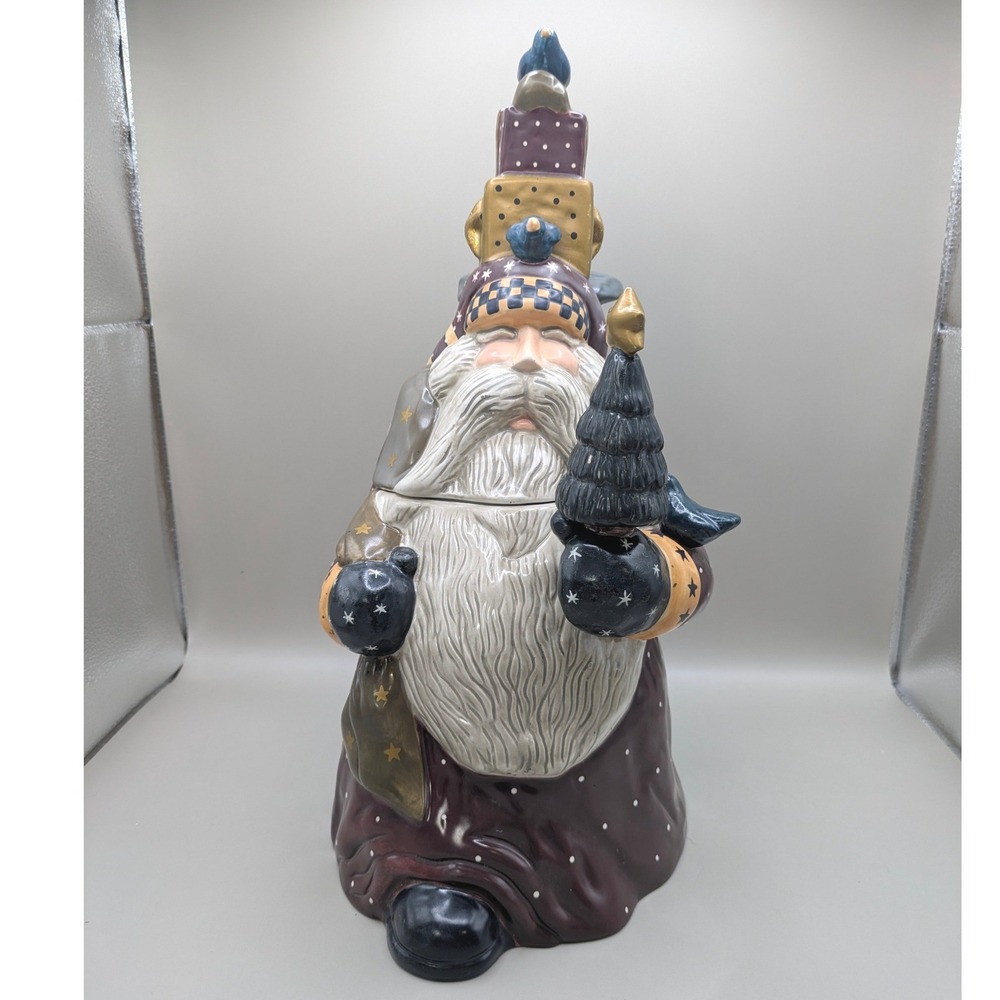 Williraye Studio Cermic‎ Cookie Jar Santa Birds WW2624 2001 Folk Art